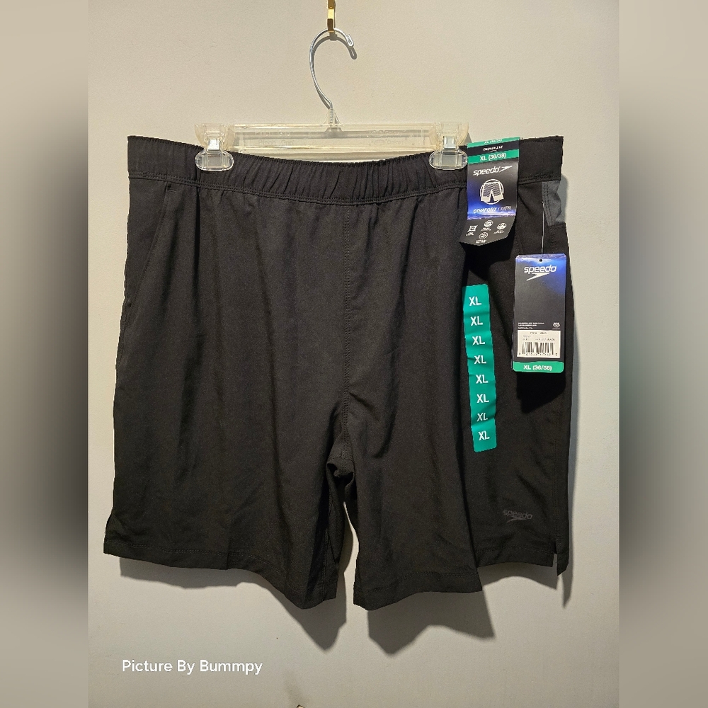 NWT Mens Black Speedo TechVolley Swim Suit/Trunks Size Xl 36/38